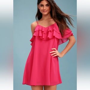 LULUS Impress the Best Fuchsia Off-the-Shoulder Dress size Medium